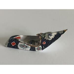 Antique 1900's Persian Enamel on Copper Islamic Art Paint Shoe ashtray.